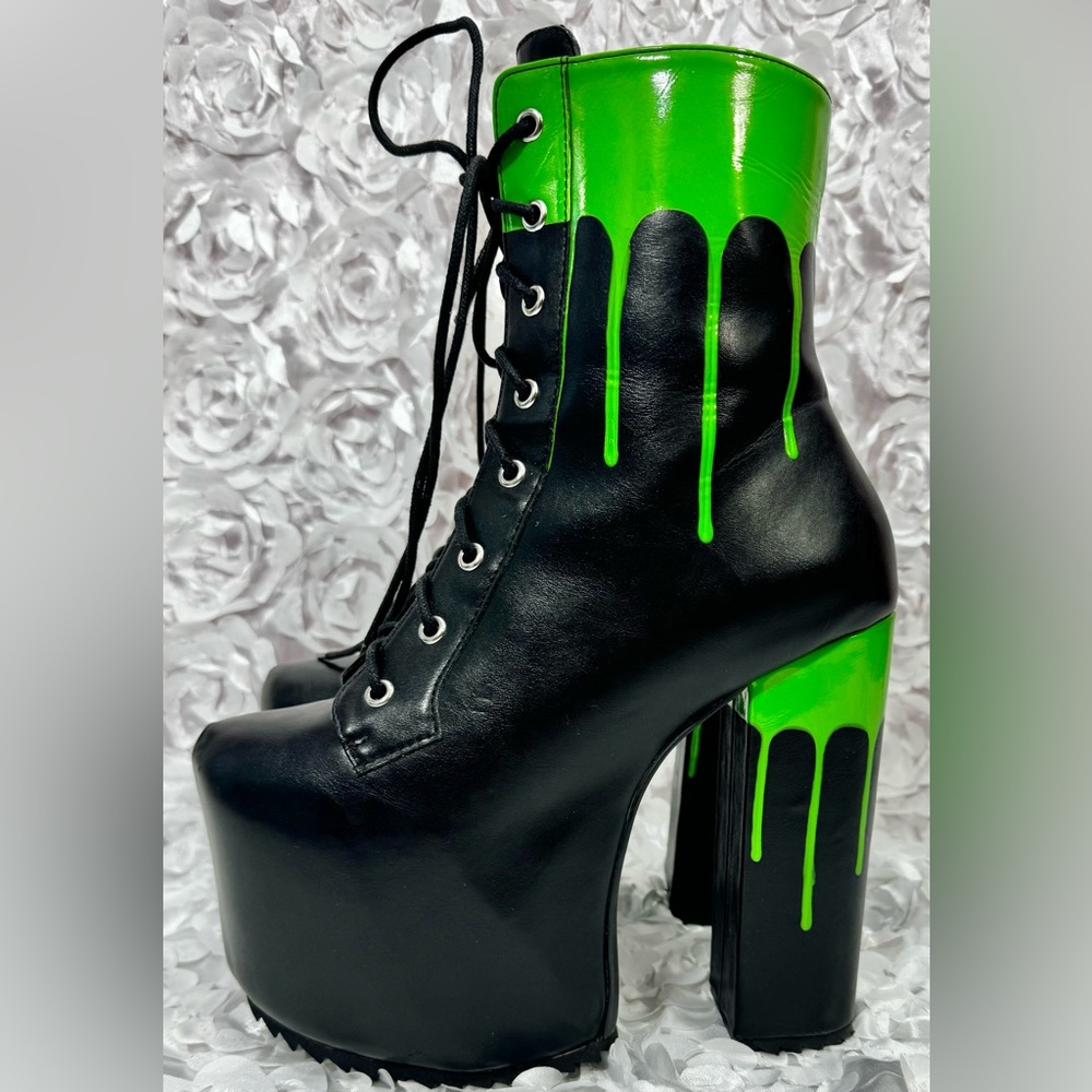 Dolls Kill Slime Time Platform Boots Size 8M Punk Goth Halloween Trickz N Treatz